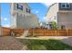 Fenced backyard with a small grass area and gravel landscaping, perfect for outdoor living at 10152 Xanadu St, Commerce City, CO 80022
