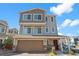 Attractive three-story home with a two-car garage, covered porch, and neutral-toned siding and brick accents at 10152 Xanadu St, Commerce City, CO 80022