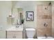 This bright bathroom features a shower with tile surround, a modern toilet and decor at 3956 Kalamath St, Denver, CO 80211