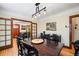 Warm dining room with hardwood floors, a dark wood table, seating for six, and direct access to the living area at 1278 Dexter St, Denver, CO 80220