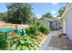 Large backyard garden featuring raised beds, lush vegetation, and a charming pathway at 4429 Winona Ct, Denver, CO 80212