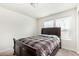 Cozy bedroom featuring neutral tones, a comfortable bed with plaid comforter, and ample natural light at 803 N Bently St, Watkins, CO 80137