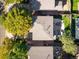 Bird's-eye view of a well-maintained home with manicured yards and mature trees, in a quiet neighborhood at 3674 Dexter St, Denver, CO 80207