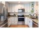 Modern kitchen with stainless steel appliances, granite countertops, and white cabinetry at 3674 Dexter St, Denver, CO 80207