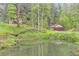 Scenic view of a tranquil pond reflecting trees and a rustic barn on the property, creating a serene natural ambiance at 30690 Highway 72, Golden, CO 80403