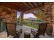 Inviting covered patio with stone pillars, offering a scenic view of the yard and surrounding landscape at 22978 E Bailey Cir, Aurora, CO 80016