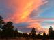Stunning sunset over the treeline with colorful and vibrant skies at 6300 Summer Star Ln, Golden, CO 80403