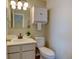 Cozy bathroom features a vanity, toilet, and great mirror at 1865 Terry St # 3, Longmont, CO 80501