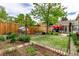 Charming backyard with artificial turf, playhouse, a hammock, and a wooden fence at 1341 Chester St, Aurora, CO 80010