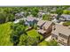 Aerial view of a house with well-maintained lawn and tree-lined street in a quiet suburban neighborhood at 13235 Clermont Cir, Thornton, CO 80241