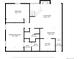Detailed floor plan showcasing the layout of the living room, bedroom, kitchen, and baths at 701 Harlan St # E53, Lakewood, CO 80214