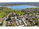 Aerial view of neighborhood with Sloan's Lake in the background at 2616 Utica St, Denver, CO 80212