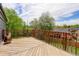 Large wooden deck perfect for outdoor dining and entertaining, with a beautiful view of the backyard at 5861 S Orleans Way, Centennial, CO 80015