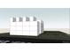 An architectural rendering of a proposed townhouse project, showing massing and parking at 1540 Zenobia St, Denver, CO 80204