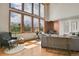 Bright living area with hardwood floors, large windows and a cozy sitting area at 27100 Molly Dr, Conifer, CO 80433