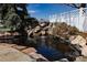 Backyard features a rock water feature, adding a peaceful and natural element at 319 Mountain View Ave, Fort Lupton, CO 80621