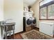 Laundry room with a washing machine, dryer, a sink, and a chest freezer at 30041 Marys Dr, Conifer, CO 80433