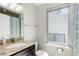 Bathroom with granite vanity and under-mount sink, and bright natural light at 3040 Zuni St # F, Denver, CO 80211