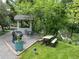 Backyard featuring an outdoor kitchen and dining area with mature trees at 315 Arapahoe Ave # 202, Boulder, CO 80302
