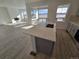 Modern kitchen with a view, featuring gray cabinets and sleek countertops at 8816 Whiteclover St, Littleton, CO 80125