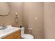 Compact bathroom with a toilet and sink, neutral paint and flooring at 4539 Lyndenwood Cir, Highlands Ranch, CO 80130