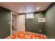 A bedroom featuring retro orange carpet, dark green walls, white trim and a window at 241 N Grant St, Denver, CO 80203