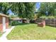 Green backyard with brick grill and mature landscaping at 2635 Julian St, Denver, CO 80211