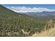 Scenic mountain view of lush green trees and snow-capped mountains in the distance at 24170 Matterhorn Dr, Indian Hills, CO 80454