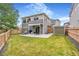 Well-maintained backyard with green lawn, patio, storage shed, and privacy fence at 18056 E 104Th Way, Commerce City, CO 80022