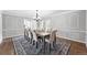 Formal dining room with chandelier, wainscoting, and elegant decor at 5441 S Dayton Ct, Greenwood Village, CO 80111