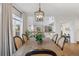 Dining area with stylish light fixture, hardwood floors and an open floor plan at 4526 Lyndenwood Pt, Highlands Ranch, CO 80130