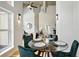 Chic dining area featuring a glass table, emerald chairs, and a modern open concept at 2518 16Th St, Denver, CO 80211