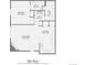 Layout of a 753 sq ft property, including living room, kitchen, bedroom, bath, hall, laundry, and walk-in closet at 10251 W 44Th Ave # 8-102, Wheat Ridge, CO 80033