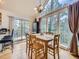 Bright dining area with scenic views through large windows, adjacent to the outdoor deck at 11526 Green Cir, Conifer, CO 80433