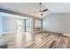 A vaulted ceiling and wood floors add style to this lovely living room at 2504 S Victor St # E, Aurora, CO 80014