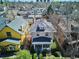 Overhead aerial view of the home and backyard showing the lush green landscaping at 424 S Pennsylvania St, Denver, CO 80209