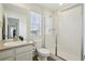 Bathroom featuring vanity and glass shower at 2682 E 161St Pl, Thornton, CO 80602