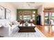 Inviting living room with hardwood floors, comfortable seating, and bright natural light from the large window at 15851 Deer Ridge Dr, Morrison, CO 80465