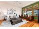 Inviting living room featuring hardwood floors, comfortable seating, and a bright window at 15851 Deer Ridge Dr, Morrison, CO 80465