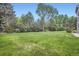 Expansive green backyard is surrounded by mature trees and lush landscaping at 2215 Parkview Dr, Longmont, CO 80504