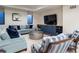 Comfortable living room with plush seating, modern furniture, and a large television at 2409 S Fillmore St, Denver, CO 80210