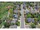Neighborhood aerial view near the Big Dry Creek Trail with mature trees and established homes at 7295 S Steele Cir, Centennial, CO 80122