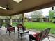 Inviting covered patio with stylish seating and a view of the well-maintained backyard at 710 S Grand Ave, Fort Lupton, CO 80621