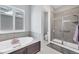 Bathroom features a large soaking tub and glass enclosed shower at 6066 Leilani Dr, Castle Rock, CO 80108