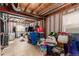 Unfinished basement featuring exposed ductwork, and some stacked storage totes and supplies at 4094 S Lisbon Way, Aurora, CO 80013