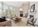 Bright living room featuring a fireplace, large windows, and comfortable seating at 2317 Wynterbrook Dr, Highlands Ranch, CO 80126