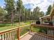 Wonderful backyard view from the deck showcasing outdoor space surrounded by towering trees at 20125 Indi Dr, Monument, CO 80132