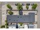 Aerial shot of a modern home with a landscaped yard and stone walkway at 2801 Lawrence St, Denver, CO 80205