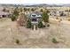 Expansive aerial view of the home's backyard, pool, landscaping and neighborhood at 5375 Twilight Way, Parker, CO 80134