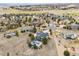 Aerial view of neighborhood with pool and surrounding homes at 5375 Twilight Way, Parker, CO 80134